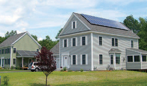 Illustration of houses with rooftop PV