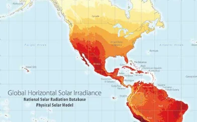 Heat map of North America and the top of South America.