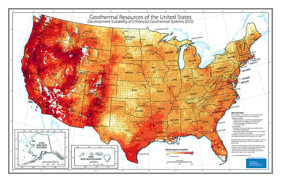 Map of Geothermal Resources in the United States.