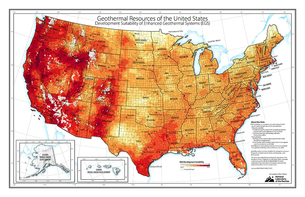 Map of Geothermal Resources in the United States.