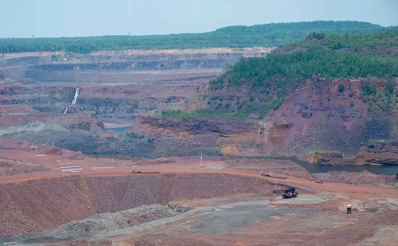 A large open-pit iron mine