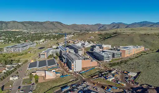 An aerial view of the South Table Mountain Campus.
