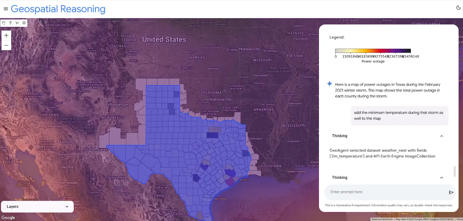 A screenshot of a map showing Texas with the title