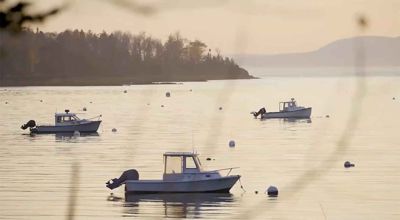 Boats off the coast of Islesboro, Maine.