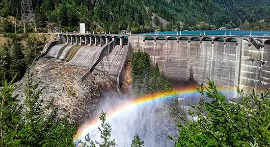 Aerial view of hydropower dam