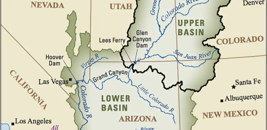 Map of the Lower and Upper Basins in Arizona and Colorado